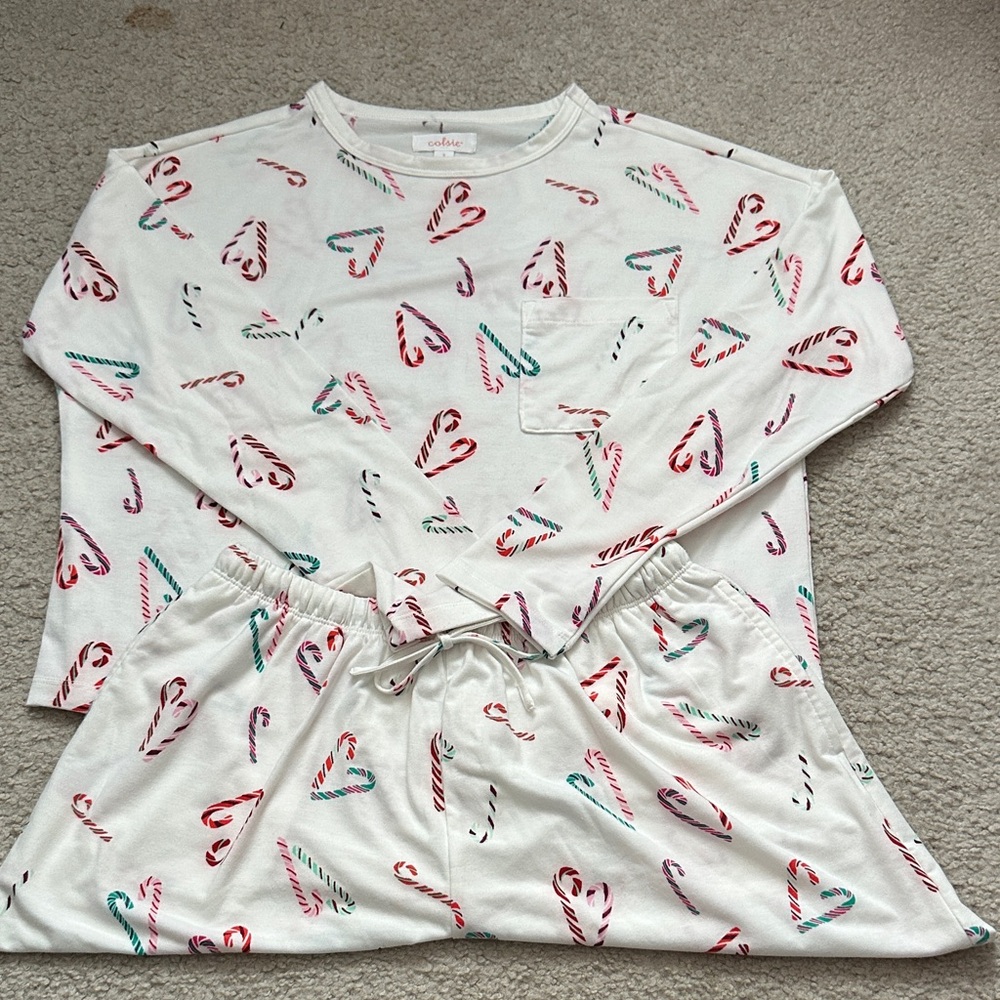 Colsie White Candy Cane Pajama Set